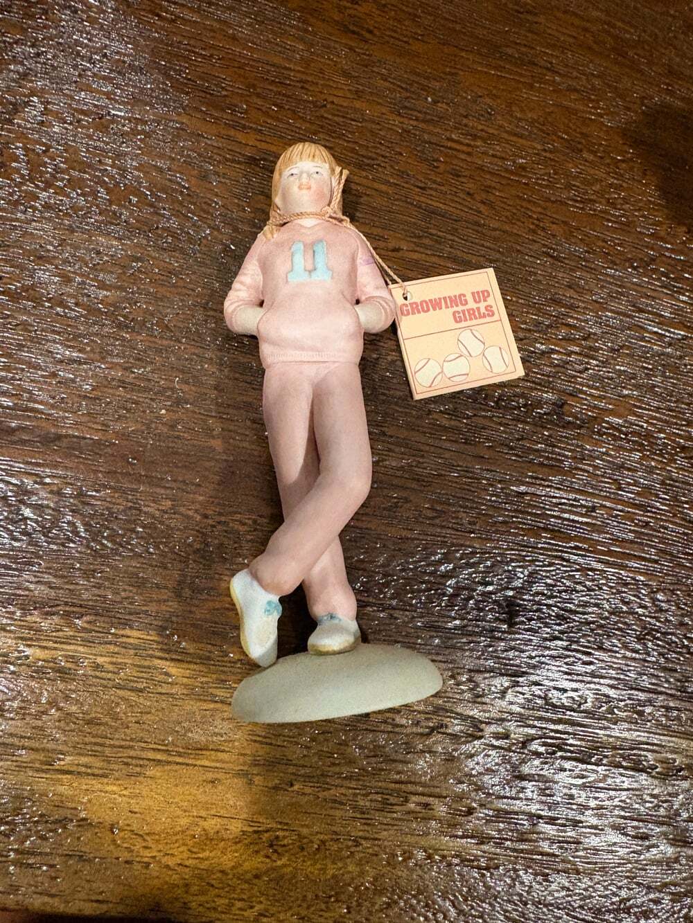 Growing Up Girls 1983 Enesco Figurine Sports Girl 11 Braids Soccer
